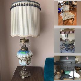 MaxSold Auction: This online auction features an antique wooden buffet, settee, coffee table, corner hutch, decanters, carnival glass, hand-painted tea set, comic books, golf cart, metal detector, washer & dryer freezer lawnmower, tools chest, gardening tools and much more!