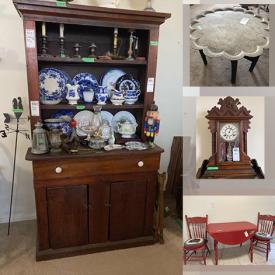 MaxSold Auction: This online auction features furniture such as table and chairs, dressers, chairs, brass table, rocking chair, cabinet and more, vintage blue bottles, vintage clocks, clothing, wooden frame mirrors, antique dishes, puzzles, floor lamps, kitchenware, small kitchen appliances and much more!