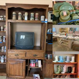 MaxSold Auction: This online auction features a pine china cabinet, recliner, metal etagere shelf, Fire King Ruby red serving set, Franciscan Leaf Dish Set, Royal Albert Chrysanthemum Set, PlayStation 3, golf clubs and much more!