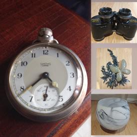 MaxSold Auction: This online auction features Vintage, Wedgwood Cup, Saucer, Bombay Vase, Vintage Bob heads, Binoculars, Camera, Pocket Watch, Jewelry Box and much more!