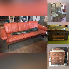 MaxSold Auction: This online auction features furniture such as an antique wash stand, MCM faux leather chairs, steamer trunk, MCM sofas, vintage filing cabinet, wooden trunk, bookshelf, antique cane top vanity chair, antique vanity dressing table and more, lumber, Frigidaire refrigerator, vintage small kitchen appliances, kitchenware, tools, hardware, AZ patio heater, wall art and much more!