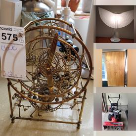 MaxSold Auction: This online auction features furniture such as Travertine tables, armoires, Ikea dressers, cabinets, TV trays, sofa, desk, bookcase and more, prints, electronics, Chinese art, glassware, small kitchen appliances, kitchenware, brass clock, home decor, stove, Sears treadmill and much more!