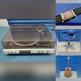 MaxSold Auction: This online auction features Turntable, Watches, MCM Chairs, Comics, Vintage Trunk, Guitar and much more!!