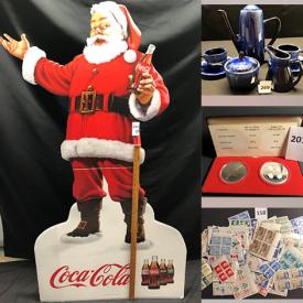 MaxSold Auction: This online auction features Coca Cola Collectibles, Art Glass, Matryoshka Dolls, Blue Mountain Pottery, Canning Supplies, Collector Mugs & Tins, Teacup/Saucer Sets, Stamps, Coins, Banknotes, Yarn, Ephemera, Teapot Combos, Crystal, and much more!