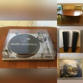 MaxSold Auction: This online auction features LP and 45 records, turntables, speakers, bedroom furniture, dining room furniture, artwork, coins sets, DVDs, CDs, TV memorabilia, stamps, music books, hockey books, sterling silver jewelry, and much more!