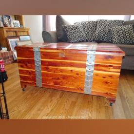 MaxSold Auction: This online auction features furniture, electronics, collectibles, rugs, artworks and decors such as couch and pillows, wooden chest, wooden tables, rocker recliner chair, wicker chair and tables, bed stand and much more!