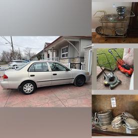 MaxSold Auction: This online auction features a 2002 Toyota Corolla, furniture such as chairs, tables, sofa, chest, dresser, cupboard closet, cabinets and more, small kitchen appliances, kitchenware, decor, lawnmowers, planters, yard decor, religious items, costume jewelry, wall art, crystal, vintage dolls, treadmill, bar cart, HiFi system and much more!