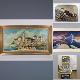 MaxSold Auction: This online auction features cast iron mirror, resin prints, Charles Lynn Bragg lithograph, Glen Rabena screenprint, Nicholas Hornyanszky, pinball machine, iron baskets and much more!