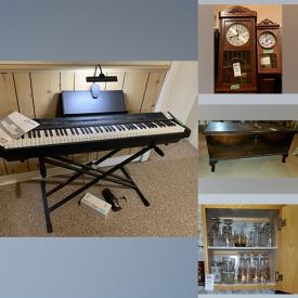 MaxSold Auction: This online auction features Artwork, Piano, CDs, DVD player, Kiwanis Memorabilia, Office, Coffee Table, Utility Cart, Card Table, Exercise Equipment, Gift Wrap, Stereo, VCR and Receiver, Vintage Games, Cedar Chest, Vintage Clocks, Cedar Chest, Figurines, China, Figurines and much more!