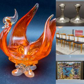 MaxSold Auction: This online auction features antique sterling silver, vintage 925 silver jewelry, 10k gold jewelry, Swarovski crystals, signed original art, MCM dining chairs, Sharp stereo, vinyl records, fine china and much more!