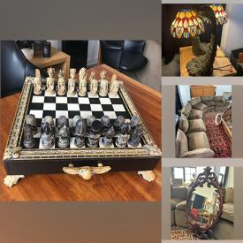 MaxSold Auction: This online auction features leather chairs, wardrobe, swivel chairs, Vintage Kalha fine China dinnerware set, art supplies, Asian figurines, reuge music box, trampoline, tropical plants and much more!