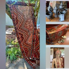 MaxSold Auction: This online auction features tapestries, chair, dinning table, clock, rug, African decors, candle holder, guitar. armoire, cabinets, lamps, pillows, sofa, silverware, filing cabinets, headdress pieces, flatware, Asian jewelry and box, costume jewelry, camp chairs and much more!