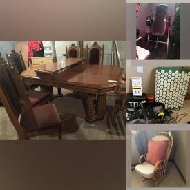 MaxSold Auction: This online auction features Table, Chairs, Bird House, Golf Practice Net, Cabinet, Hutch, Computer, Office supplies, Mirrors, Sewing Machines, Fitness, Floor Fan, Cycle Machine, Prints, TV, DVD and much more!