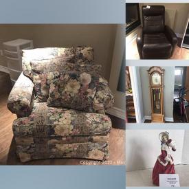 MaxSold Auction: This online auction features Leather Chair, Grandfather Clock, Royal Doulton Figurines, Art Glass, Studio Pottery, Teacup/Saucer Sets, Printer, Cedar Chest, Motorized Bed, Anniversary Plates, Small Kitchen Appliances, Garden Tools, Camping Gear, Thimble Collection and much more!