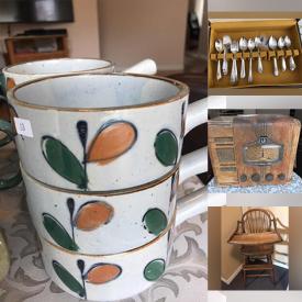 MaxSold Auction: This online auction features Studio Pottery, Small Kitchen Appliances, Antique Radio, Carnival Glass, NIB Printer, Camera, Stereos, Dinnerware, Wigs, Bedding, Area Rugs and much more!