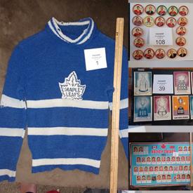 MaxSold Auction: This online auction features remnants of a Sports Collectibles like for hockey, base ball, football, hockey and base ball pins, lithographs, autographed items, golf books, medals, media guides, sports helmets, jerseys, photos, hockey posters, trading cards sets, Eskimos Stampeders Jets, Goalie Pads, signed Hockey magazine, collector plates, rookie cards and much more!