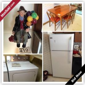 MaxSold Auction: This online auction features decors, furniture, collectibles, artworks, kitchen appliances, kitchenware and electronics such as vintage sofa bed, royal doulton figurines, sterling silvers, teak veneer table and chairs, beer steins, vilas coffee table and much more!