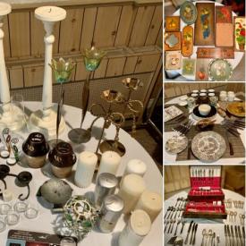 MaxSold Auction: This online auction features Candles, Stands, Tea Lights, Carving, Christmas Décor, Child's Tree, Cookie Tins, Napkins, Doilies, Cookware Waffle maker, Decorative Art, Dining Brown Tones Steak Set, Bedding, Comforter, Flatware, Silver Plate and much more!