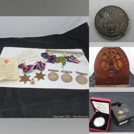 MaxSold Auction: This online auction features Costume Jewelry, Sports Collectibles, Pocket Watch, Yarn, Fabric, Vintage Cameras & Radio, Trunk, MCM Decanters, Coins, Soapstone Carving, Art Glass, Sports Trading Cards, Small Kitchen Appliances, Teacup/Saucer Sets, Milk Glass, Moorcroft and much more!