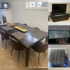 MaxSold Auction: This online auction features outdoor tiles, wall art, pull up bar, dining table and more!