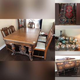 MaxSold Auction: This online auction features Leather Furniture, Curio Cabinets, Area Rugs, Mobile Island, TVs, Office Supplies, Pet Products, Pine Furniture, Collector Plates, Hospital Bed, Small Kitchen Appliances, Chinese Clay Pots, Asian-Themed Dishes, Pewter, Chinese Figures, Stained Glass Window Hanging and much more!