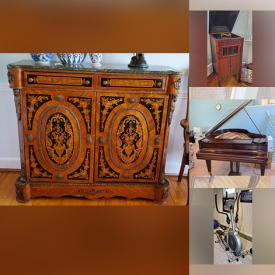 MaxSold Auction: This online auction features furniture such as a dresser, desk, hutch, Natuzzi armchairs, media cabinet, loveseat and more, Mason and Hamlin piano, Bremshey Orbit elliptical, Sole treadmill, ceramics, decor and much more!