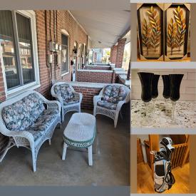 MaxSold Auction: This online auction features Wicker patio furniture, Wall hangings, Pier 1 wood mirror, Crystal clock, Jewelry box, Champagne flutes, Champagne flutes, exercise bike and much more!