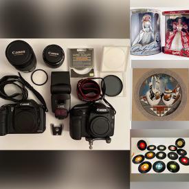 MaxSold Auction: This online auction features items like costume jewelry, silver tray, trinket boxes, photography equipment, mirrors, nightstand, Christmas decors, ceramics, kitchenware, vases, toys, candlesticks, books, sewing items, linens, dolls, handbags, hair tools, framed prints and much more!