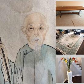 MaxSold Auction: This online auction features MCM furniture, area rugs, bar stools, vintage massage chair, refrigerator, washer, dryer, recliner, bedroom furniture, work station desk, daybed, vintage ironing system, antique framed Chinese art and much more!!