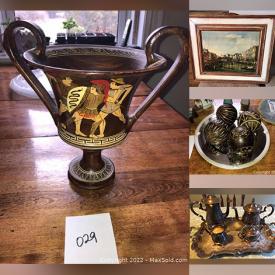 MaxSold Auction: This online auction features Espresso Sets, Blue Willow Dishes, Greek Wall Plates, Sports Memorabilia & Collectibles, Comics, DVDs, JBK Jewellery, Studio Pottery, Kitchen Gadgets, Maytag Collectibles, Art Glass, and much more!