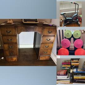 MaxSold Auction: This online auction features: BBQ Grill, Bikes, umbrellas, Lawn Mower, Lamps, Desk , Typewriter, Dresser, Blender, Coffee Pots, Side Table, Hall Table, Exercise Bike, Weights And Jump Rope and much more!