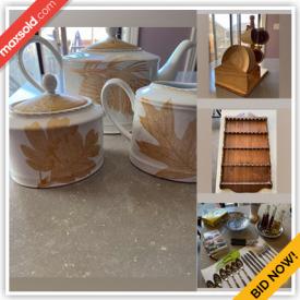 MaxSold Auction: This online auction features kitchenware such as soup serving bowls and serving plate, a tea set, serving platters, coffee set, spoon rack and various kitchen gadgets. Includes custom earrings, watches and wall decor and much more!