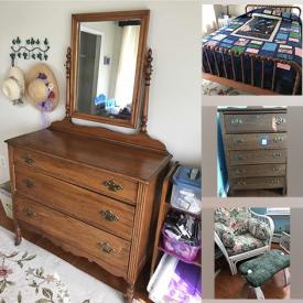 MaxSold Auction: This online auction features items such as dresser, Spool bed, drawers, Wicker chair, stool, Aluminum dishes, Wooden Rocking horse, glass dessert cups, Binoculars, ornaments, Moving dolly, Barstools, Dresser scarf, mobility Scooter, Coffee Pot, Jewelry display case and much more!