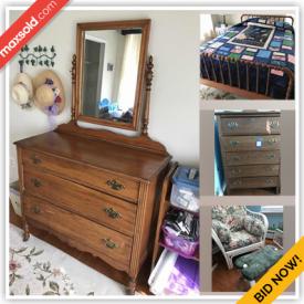 MaxSold Auction: This online auction features items such as dresser, Spool bed, drawers, Wicker chair, stool, Aluminum dishes, Wooden Rocking horse, glass dessert cups, Binoculars, ornaments, Moving dolly, Barstools, Dresser scarf, mobility Scooter, Coffee Pot, Jewelry display case and much more!