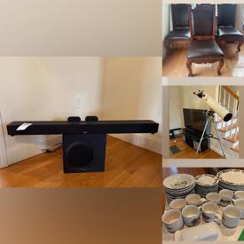 MaxSold Auction: This online auction features Dining table, China cabinet, and shelf. Also includes an RCA surround system, dining chairs, coffee table and side tables. Also includes lamps, rocking chairs, Vixen telescope and much more!
