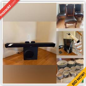 MaxSold Auction: This online auction features Dining table, China cabinet, and shelf. Also includes an RCA surround system, dining chairs, coffee table and side tables. Also includes lamps, rocking chairs, Vixen telescope and much more!