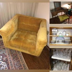 MaxSold Auction: This online auction features mirror and hall table, rugs, coats, wall art, costume jewelry and glass art. Includes office supplies, computer, bookends, lamps, chair, side tables and nesting tables. Also includes vases and doilies, espresso set, silver plate, decanter, and serving ware. Includes cabinets, desk, shelves, trunk, armchair and much more!