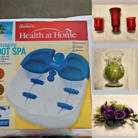 MaxSold Auction: This online auction features baskets, vases, centerpieces, candleholders, glass plates, wine cups, flower pots, faux flowers, table number stands, glassware and much more!