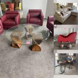 MaxSold Auction: This online auction features glass top coffee table, leather swivel chairs, dining room chairs, sectional sofa, lamps, ceramics and much more!