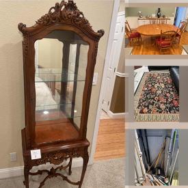 MaxSold Auction: This online auction features furniture such as Italian leather sofa, curio cabinet, dining room table with chairs, an entertainment cabinet, small kitchen appliances, lighting, area rugs, yard tools and much more!