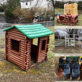 MaxSold Auction: This Commercial Liquidation online auction features playground equipment, children&#39;s books, toys, stackable chairs, toy storage, playhouses, play kitchens and much more!