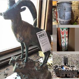 MaxSold Auction: This online auction features artworks, furniture, books and magazines, appliances, raw pewter, VHS, LPs, prints, diecast, Bronze sculptures, Mystic Mytes, table saw, Cement Mixer, hardware, hand and power tools, belt buckles and much more!
