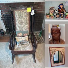 MaxSold Auction: This online auction features various items such as mirrors, tables, wall clock, sofa, flower holders, chair, figurines, candle holders, vases, tea cups, lamp, stools, ladder, plates, bags, baskets, home decor, jars and much more.