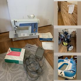 MaxSold Auction: This online auction features glassware, Noritake, decor, household supplies, handyman items, drum set, inflatable raft, chairs, table, dollhouse, wall art and more!