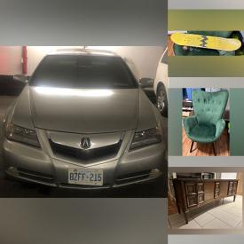 MaxSold Auction: This online auction features 2010 Acura RL, books, wood tables, lamps, armchair, sideboard, bar stools and much more!