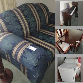 MaxSold Auction: This online auction features a Roland electric piano, furniture such as loveseat, sofas, bookcase, leather couch, and buffet, electronics such as table and floor lamps, appliances such as Maytag dryer, patio furniture such as table and chairs and much more!