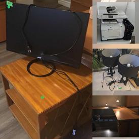 MaxSold Auction: This online auction features various items such as chairs, tables, pans, utensils, dishes, mirrors, lamps, radio, dressers, beds, cabinets, nightstands, curtains, cleaning supplies, wall art, plants, bathroom decor, books, bags, bench, desk, printer, stools, fans and much more.