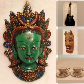 MaxSold Auction: This online auction features guitars, brass wall hanging, antique ginger jar, studio pottery, vintage ukulele, Hanyaa mask, antique decorative plates, sports equipment, teacup/saucer sets, Ramayana puppet, vintage flamenco fan and much more!