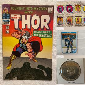 MaxSold Auction: This online auction features vintage comics, sealed and unsealed sports trading cards, mini jerseys, coins, Pez dispensers, sports stickers, mini mugs and much more!