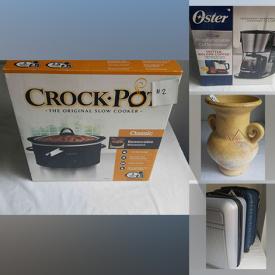 MaxSold Auction: This online auction features Crock-Pot Slow Cooker, Coffee Maker, pool table, Decorative Vase, Luggage, Oster Electric Wine Opener, Plastic Containers, Glass Steins, Oster Kettle, Disney Monopoly, iron, Golf Gloves and much more!